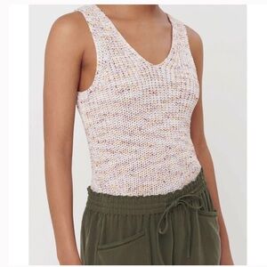 LOFT Women's Cream and Pink Knit Tank Top - Size SP - NWT